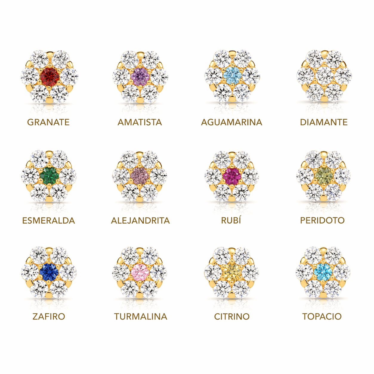 Aretes Piedras Flor