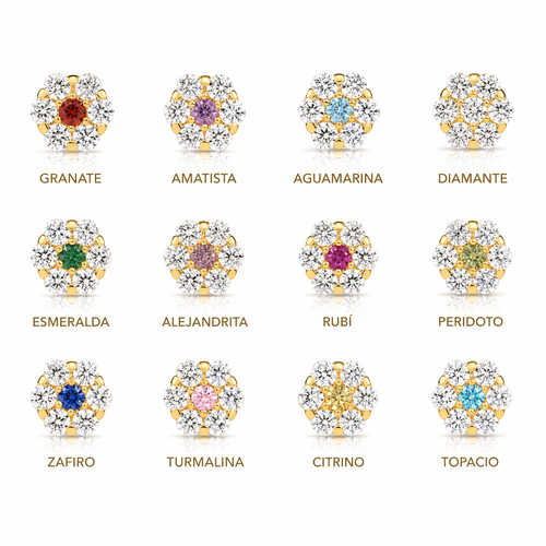 Aretes Piedras Flor