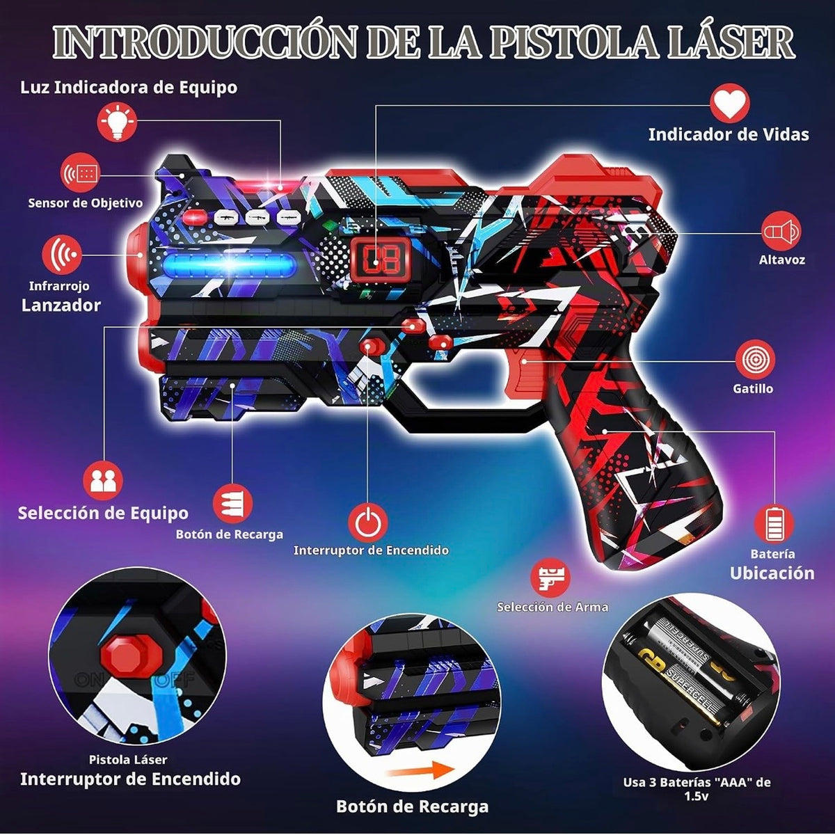Set de Laser Tag Battle 4 Jugadores