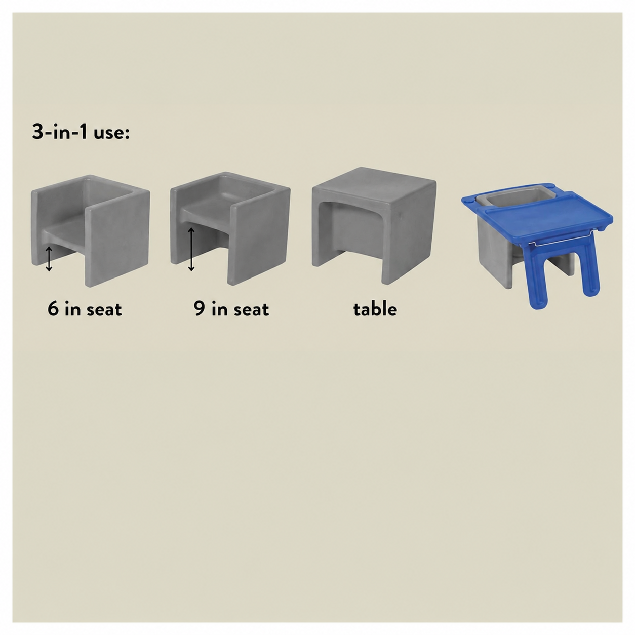 Set De 4 Sillas Cubo Grow 3 en 1