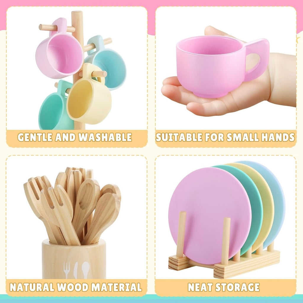 Vajillas De Madera Infantil Play Dine