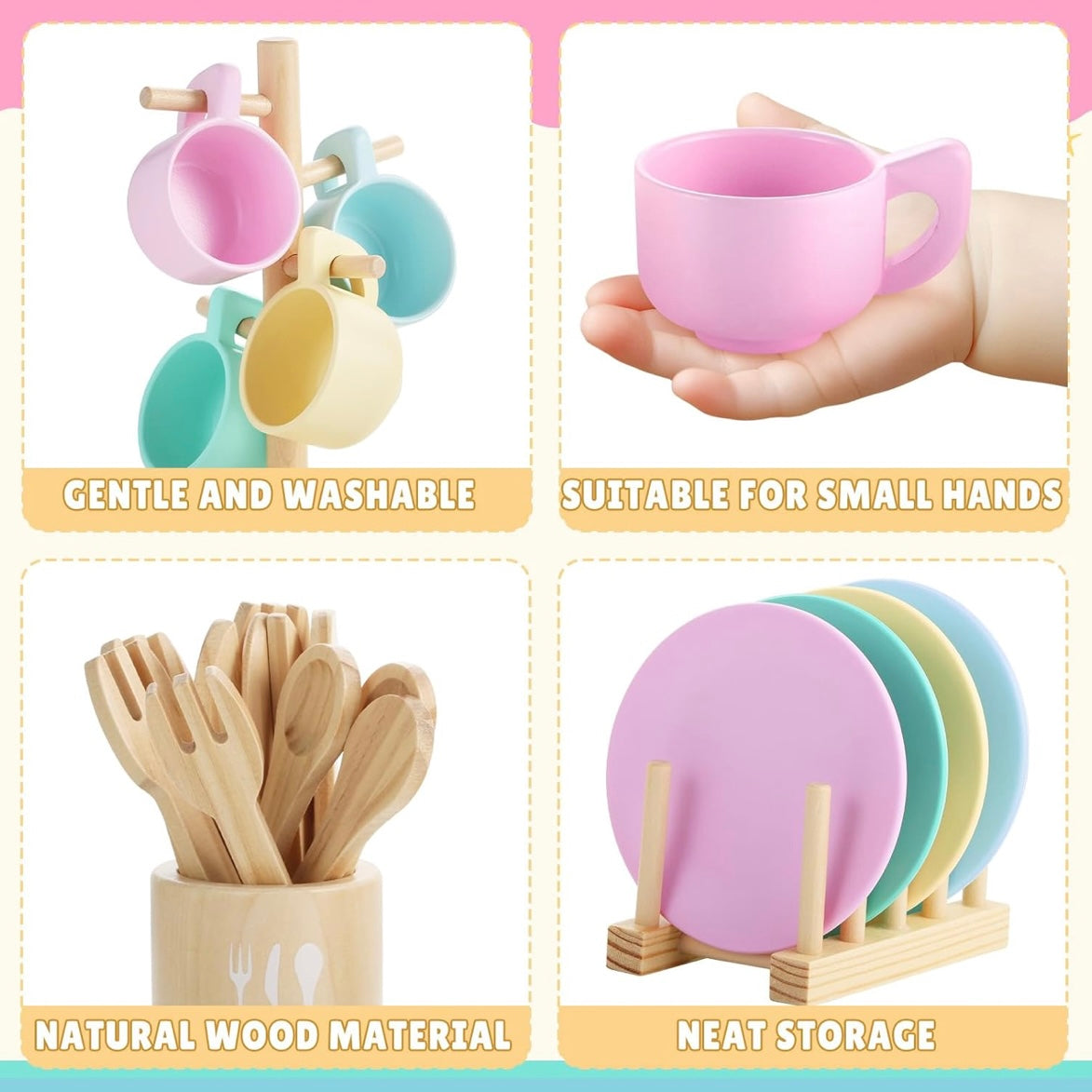 Vajillas De Madera Infantil Play Dine