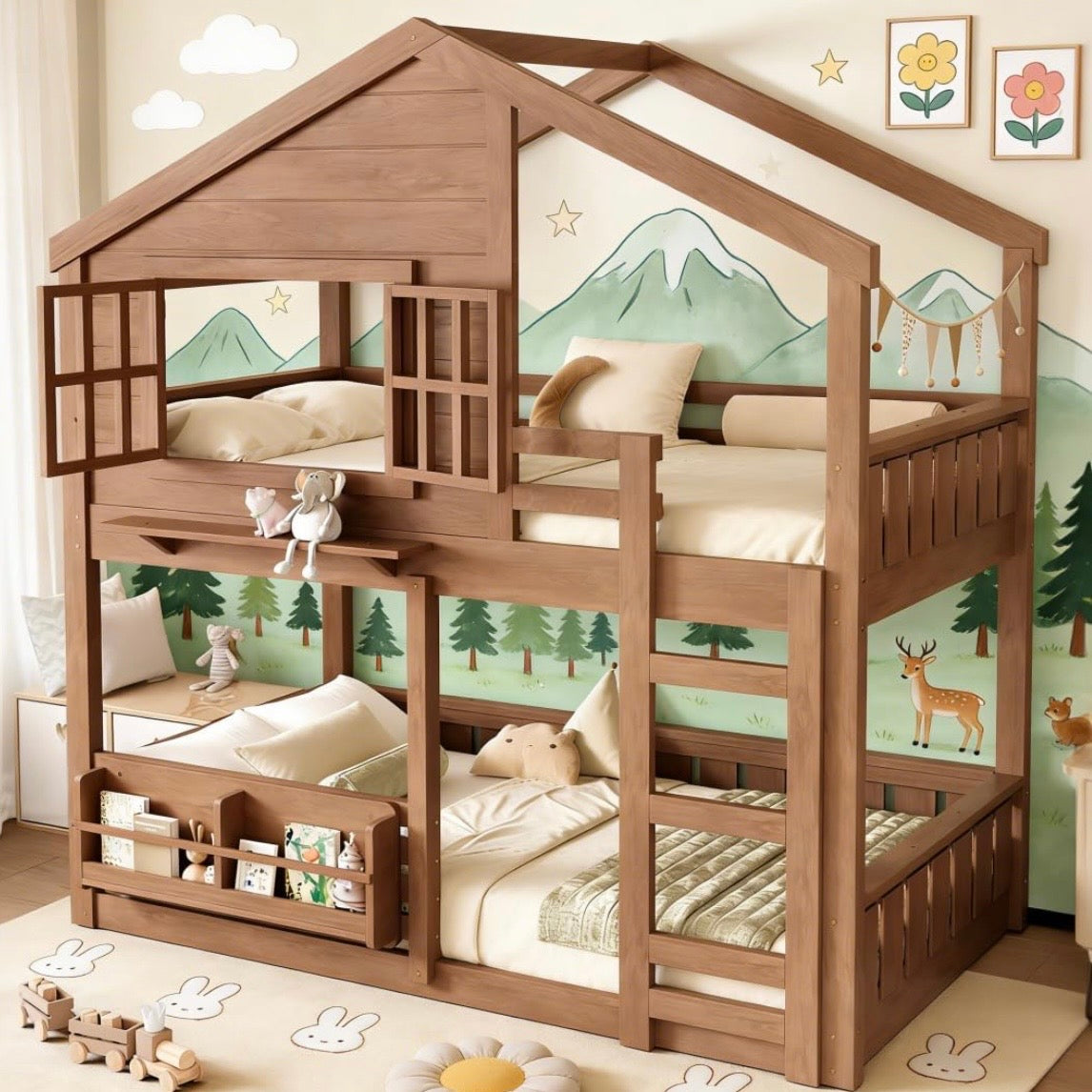 Cama Litera Casita Roble