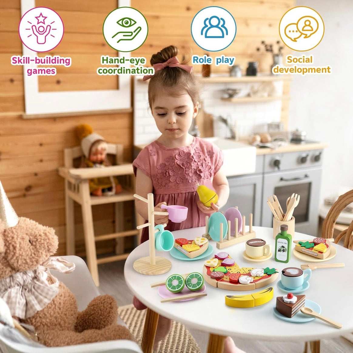 Vajillas De Madera Infantil Play Dine