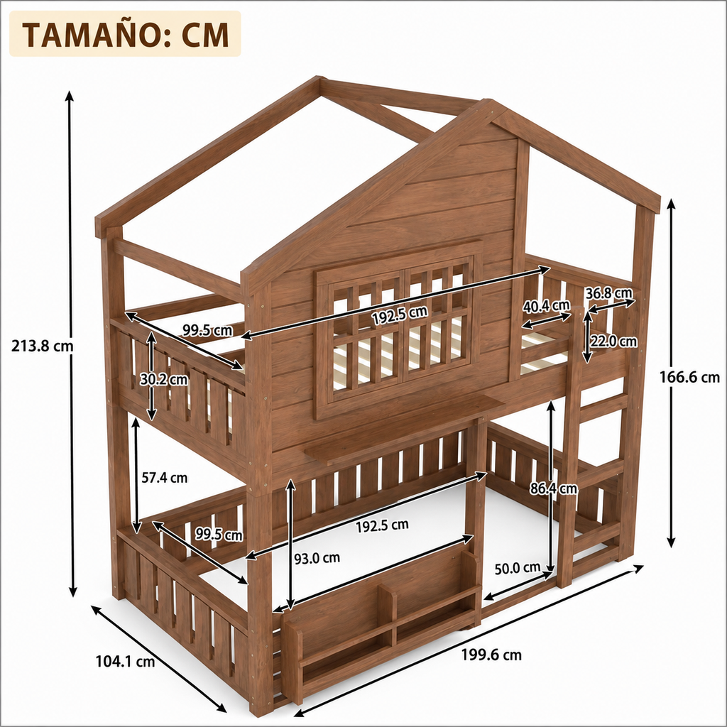 Cama Litera Casita Roble