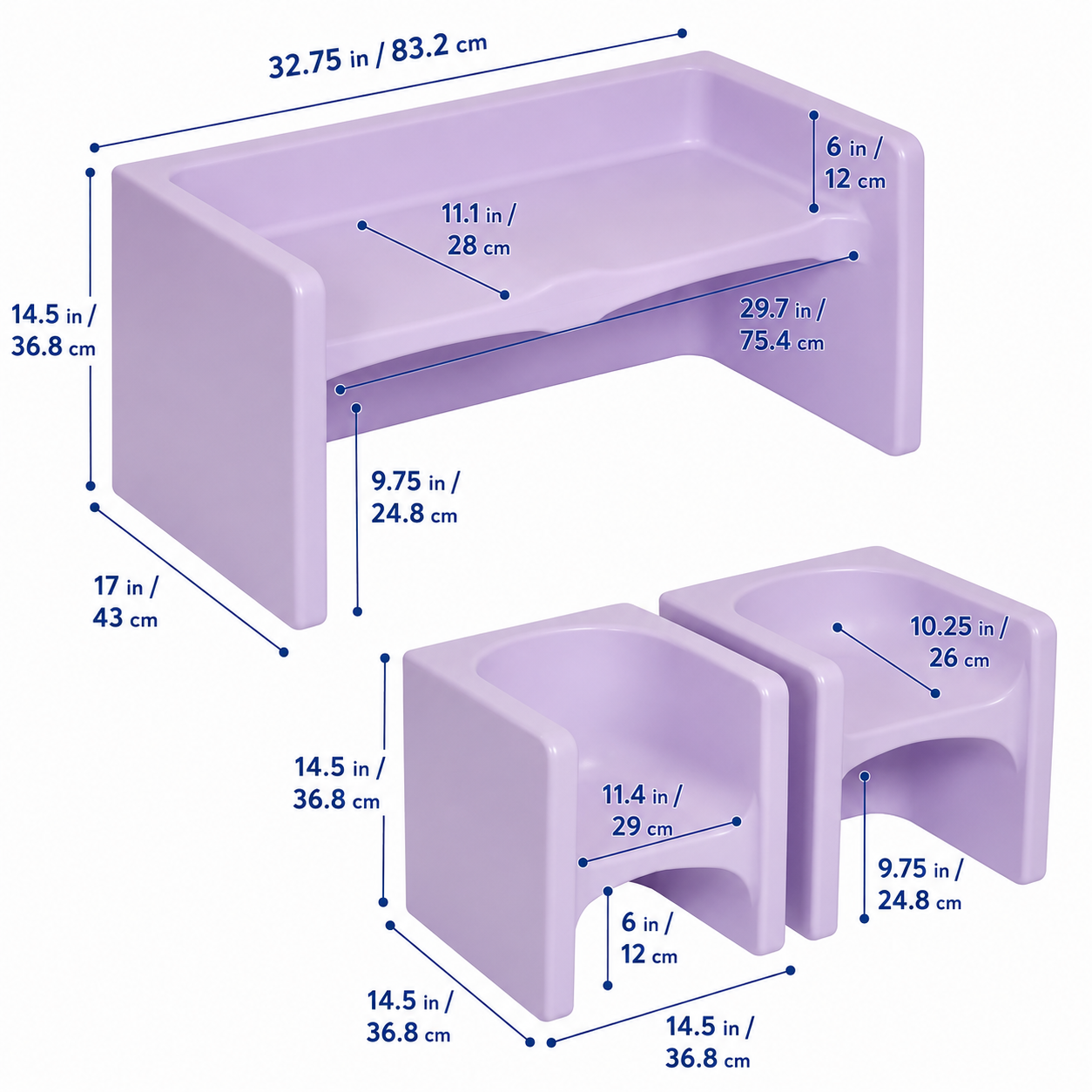 Mesa Cubo Play con Sillas