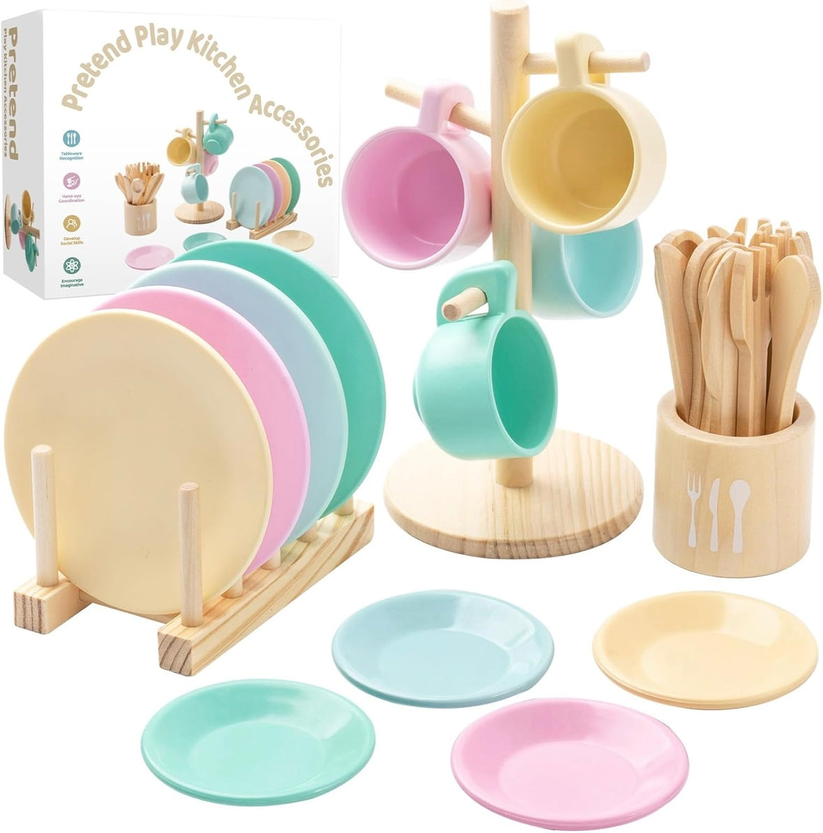 Vajillas De Madera Infantil Play Dine