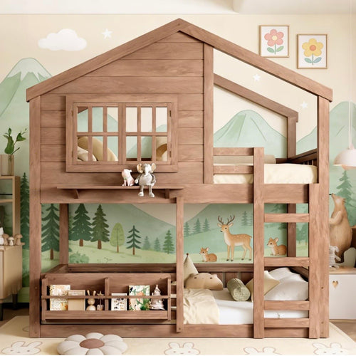 Cama Litera Casita Roble