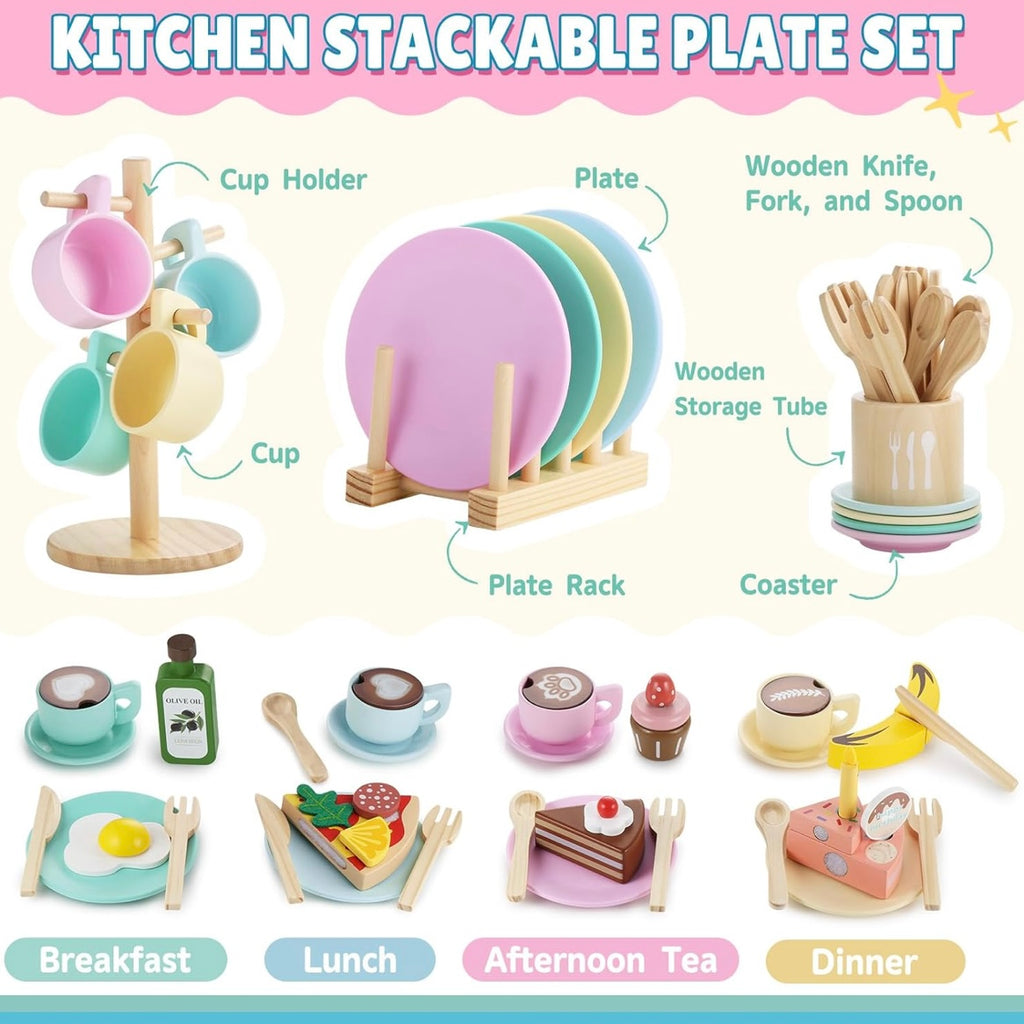 Vajillas De Madera Infantil Play Dine
